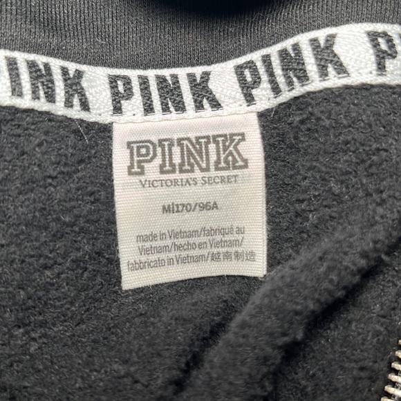 PINK Victoria's Secret 1/4 Zip Pullover Sweatshirt Black Gray Size Medium - Picture 9 of 10